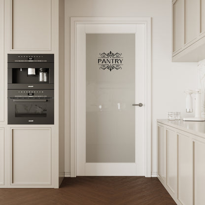 CRUTOP Frosted Glass Interior Pantry Door Slab With Self-Adhesive Waterproof Vinyl Colorfast Sticker, Paintable, Pre-finished, White