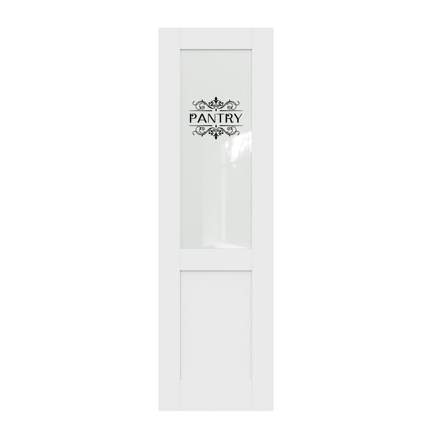 CRUTOP Half Frosted Glass Interior Pantry Door Slab With Self-Adhesive Waterproof Vinyl Colorfast Sticker, Paintable, Pre-finished, White