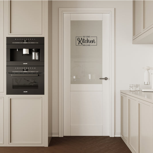 CRUTOP Half Frosted Glass Interior Kitchen Door Slab With Self-Adhesive Waterproof Vinyl Colorfast Sticker, Paintable, Pre-finished