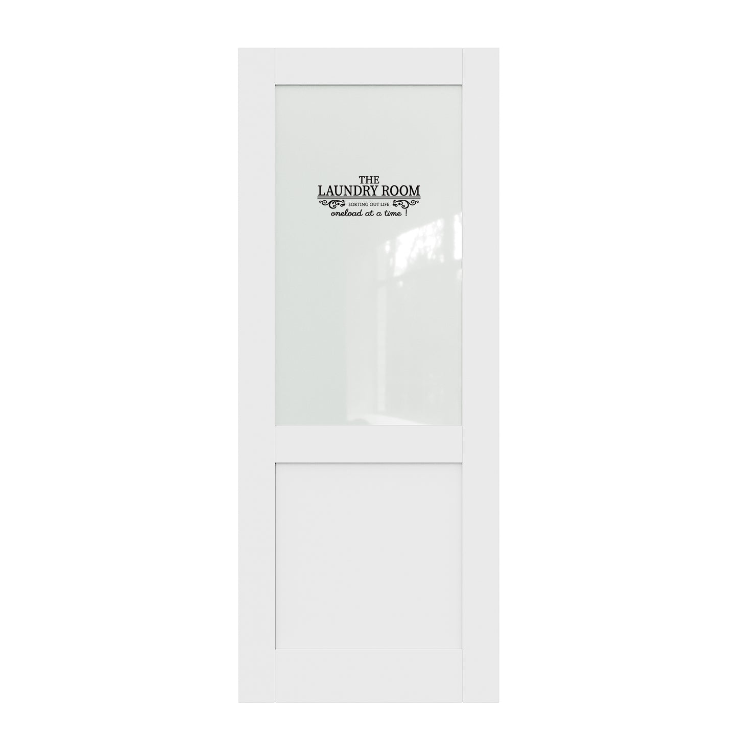 CRUTOP Half Frosted Glass Interior Laundry Door Slab With Self-Adhesive Waterproof Vinyl Colorfast Sticker, Paintable, Pre-finished, White