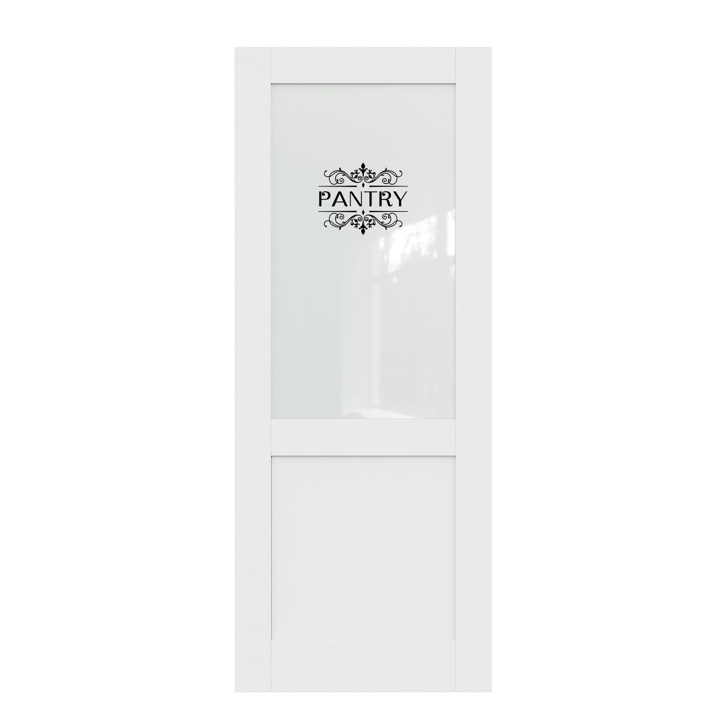 CRUTOP Half Frosted Glass Interior Pantry Door Slab With Self-Adhesive Waterproof Vinyl Colorfast Sticker, Paintable, Pre-finished, White