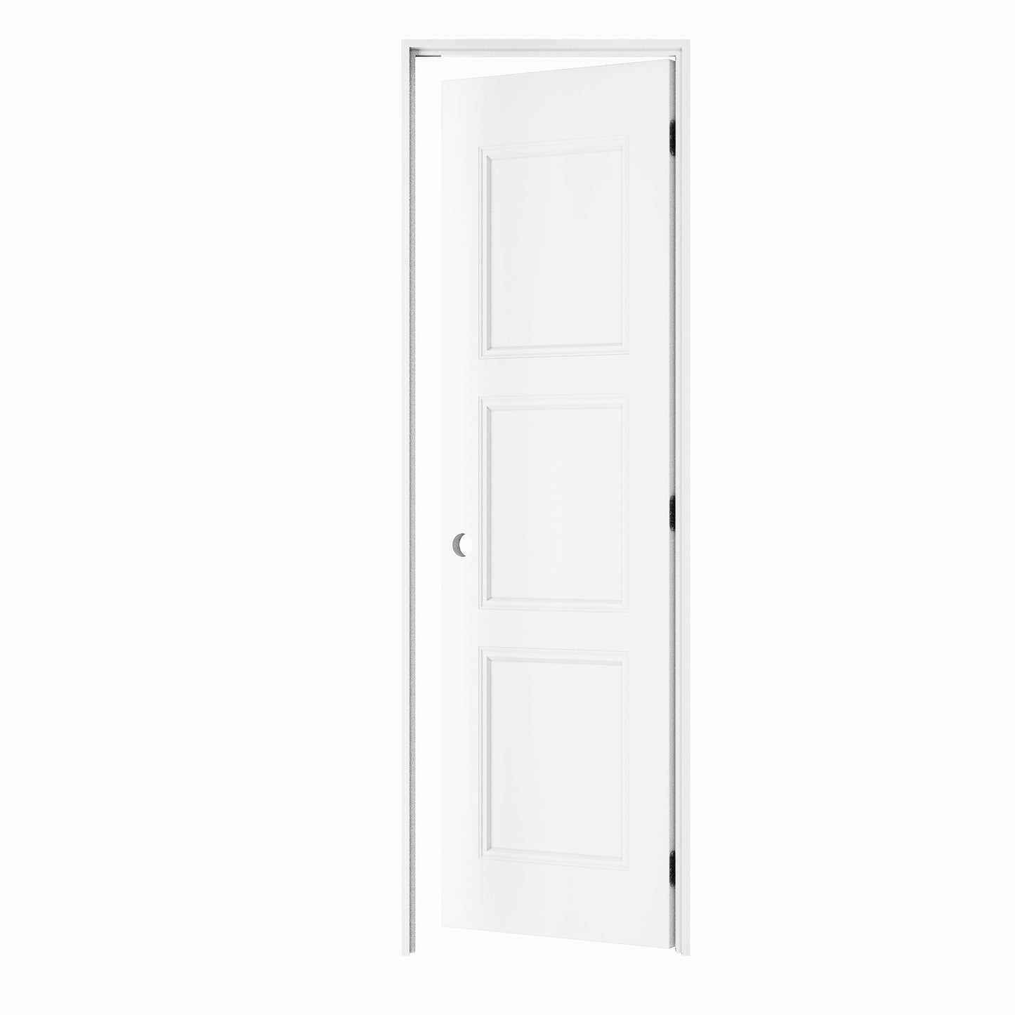 Crutophome 3-Lite Panel Door Slab with Prehung Kit, Right / Left Handed, White