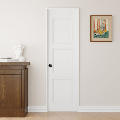 Crutophome 3-Lite Panel Door Slab with Prehung Kit, Right / Left Handed, White