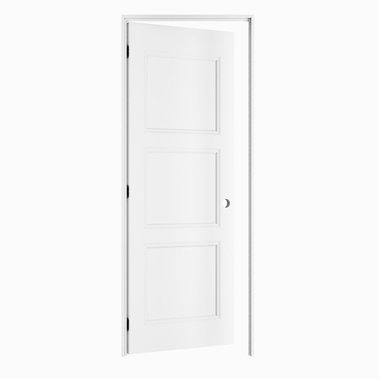 Crutophome 3-Lite Panel Door Slab with Prehung Kit, Right / Left Handed, White