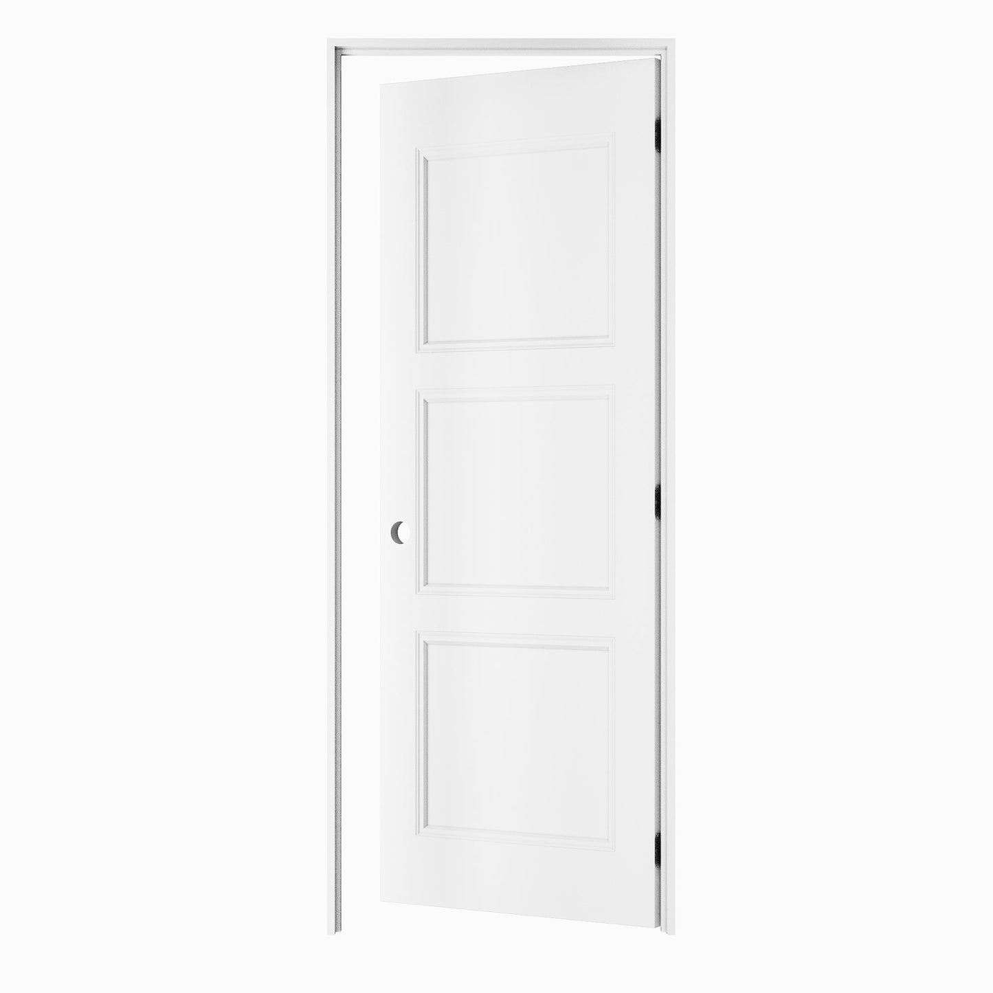 Crutophome 3-Lite Panel Door Slab with Prehung Kit, Right / Left Handed, White