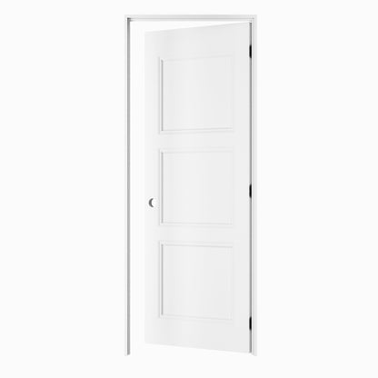 Crutophome 3-Lite Panel Door Slab with Prehung Kit, Right / Left Handed, White