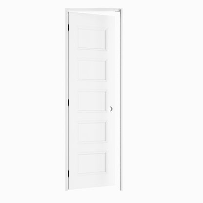 Crutophome 5-Lite Panel Door Slab with Prehung Kit, Right / Left Handed, White