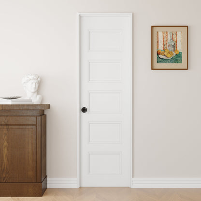 Crutophome 5-Lite Panel Door Slab with Prehung Kit, Right / Left Handed, White