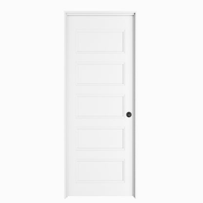 Crutophome 5-Lite Panel Door Slab with Prehung Kit, Right / Left Handed, White
