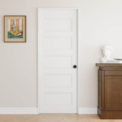 Crutophome 5-Lite Panel Door Slab with Prehung Kit, Right / Left Handed, White
