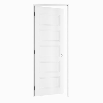 Crutophome 5-Lite Panel Door Slab with Prehung Kit, Right / Left Handed, White