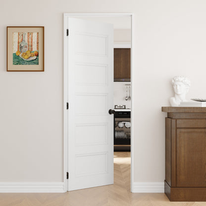 Crutophome 5-Lite Panel Door Slab with Prehung Kit, Right / Left Handed, White