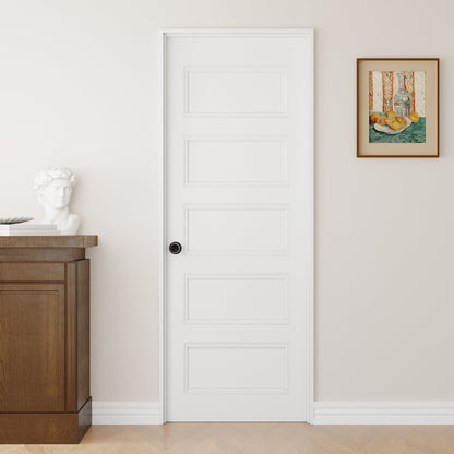 Crutophome 5-Lite Panel Door Slab with Prehung Kit, Right / Left Handed, White
