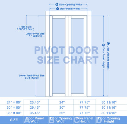 [Two Hardware Kits] Crutophome 3-Lite Forest Glass Pivot Door with Hardware Kit, Solid Core MDF Wood, Black